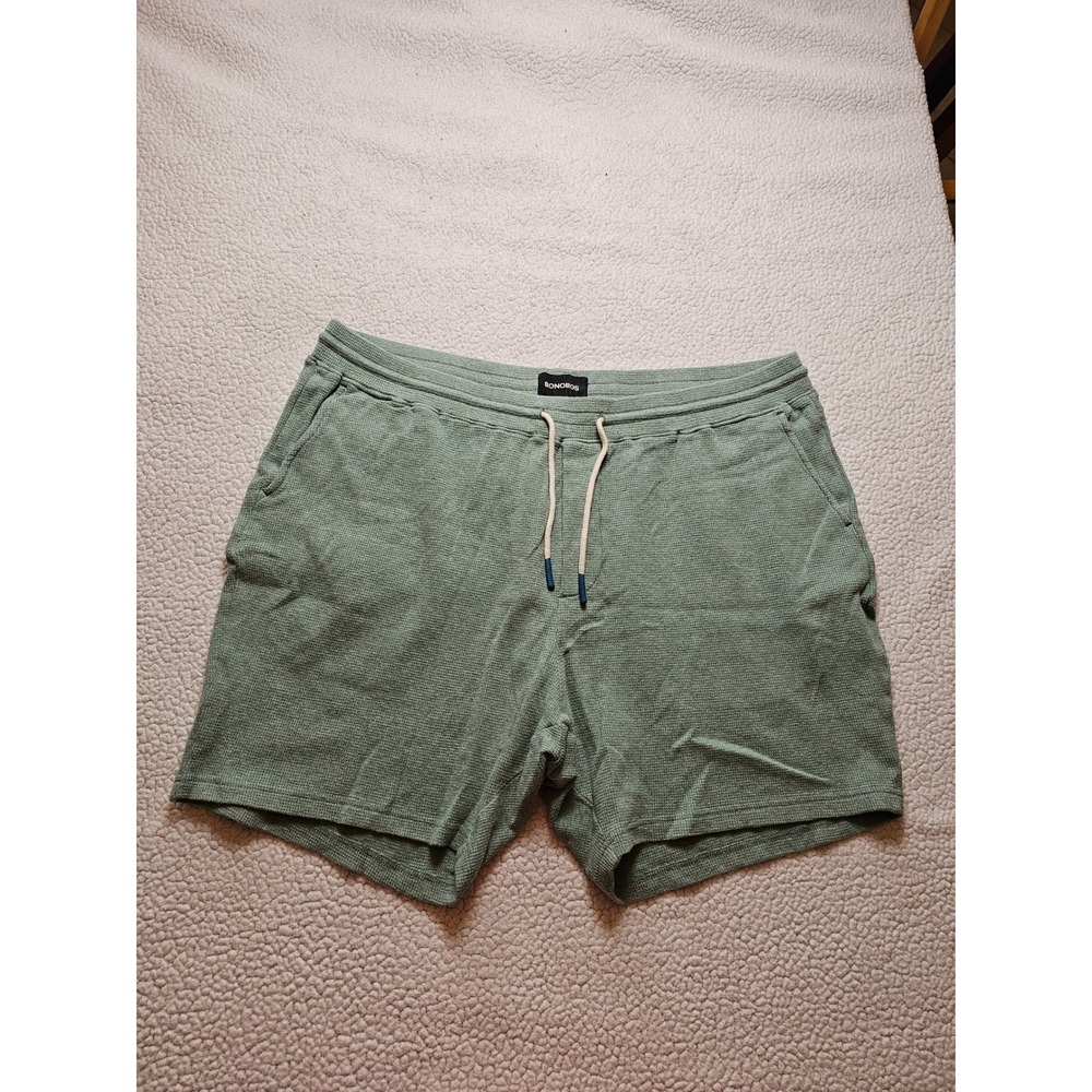 Bonobos Mens XXL Waffle Knit Lounge Shorts Sage Green Elastic Drawstring Thermal